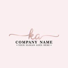 Luxury Handwriting Initial Logo Design Letter KA - obrazy, fototapety, plakaty