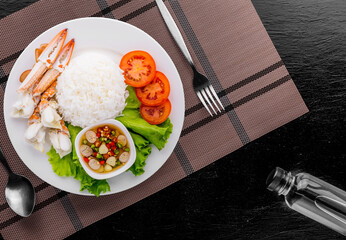 Steamed crabs with rice favorite seafood