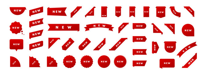 New tag icon set. Announce new product label. Vector EPS 10. Isolated on background - obrazy, fototapety, plakaty