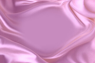 Pink satin background. Silk fabric with pleats. Satin, silk or satin create a beautiful drapery. Fashionable design.