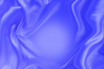 Blue satin background. Silk fabric with pleats. Satin, silk or satin create a beautiful drapery. Fashionable design.