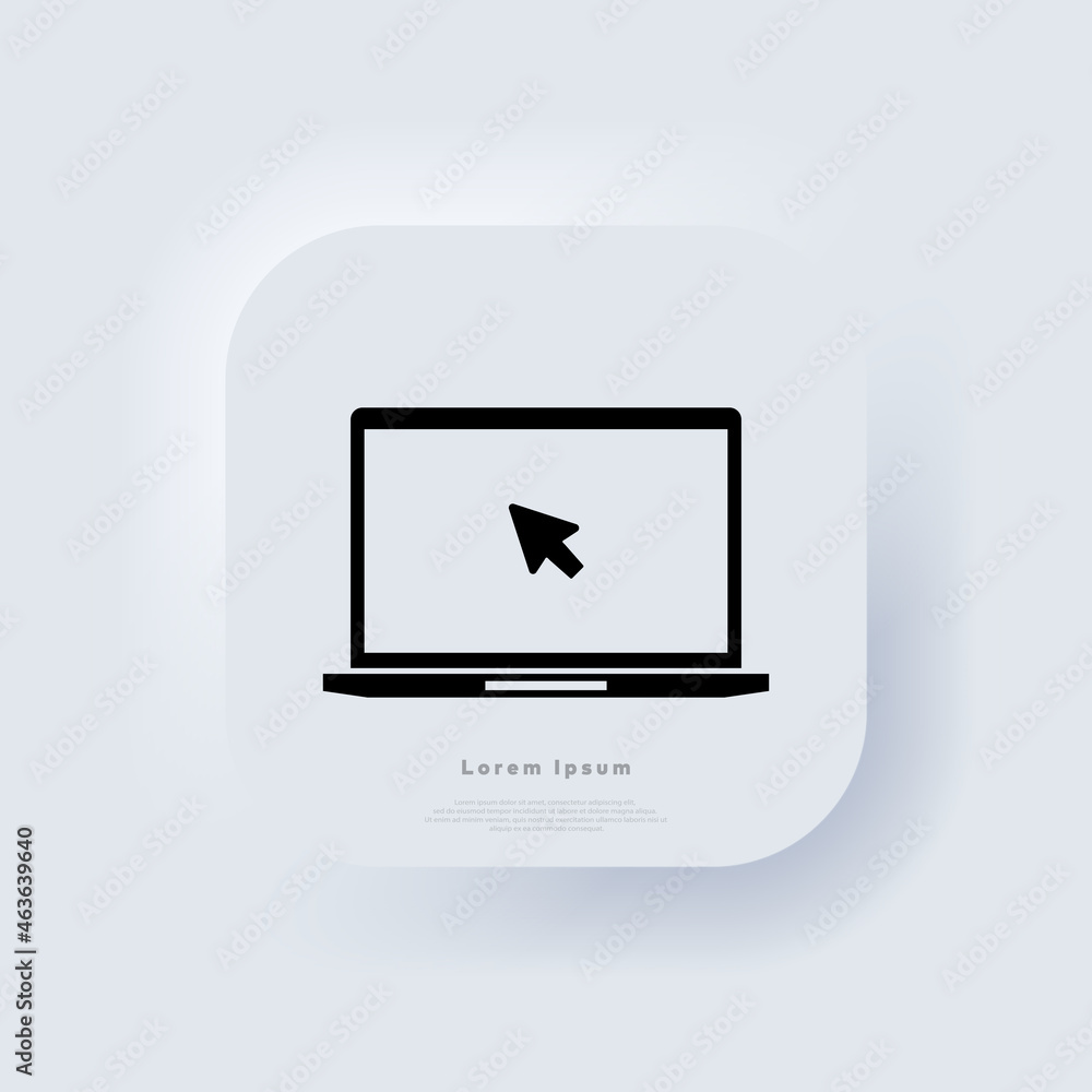 Poster laptop with cursor icon. modern computer vector mockup. laptop with blank screen. notebook illustrat