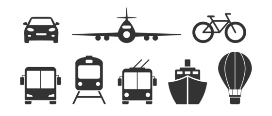 Transport vector isolated icon set on white background.