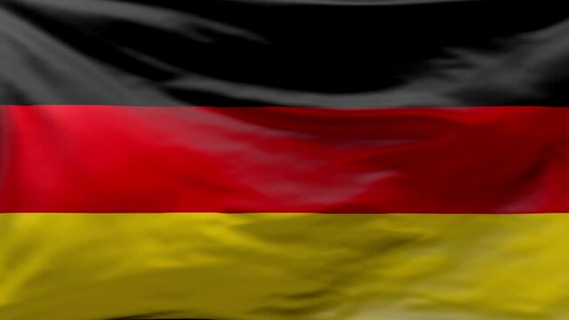 Germany flag is waving in the wind 3D animation. National flag of Germany Background. Deutschland flag seamless loop animation. Close up of Germany banner waving. For news, Day of German Unity.