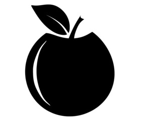 Black apple as icon on the white background. Vector
