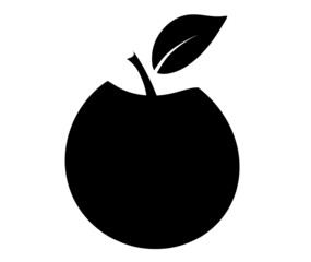 Black apple as icon on the white background. Vector