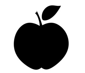 Black apple as icon on the white background. Vector