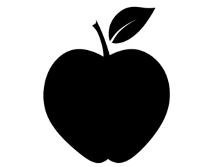 Black apple as icon on the white background. Vector