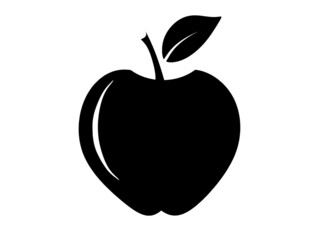 Black apple as icon on the white background. Vector