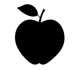 Black apple as icon on the white background. Vector