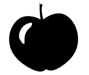 Black apple as icon on the white background. Vector