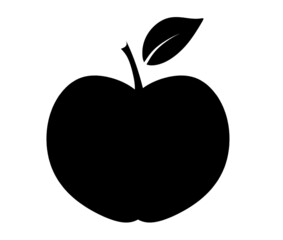 Black apple as icon on the white background. Vector