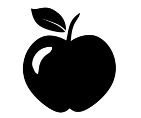 Black apple as icon on the white background. Vector