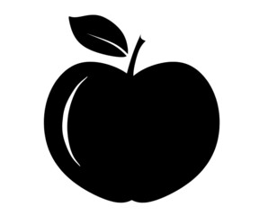 Black apple as icon on the white background. Vector