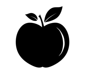 Black apple as icon on the white background. Vector