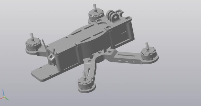 3d modeling of quadrocopter parts, gray parts, assembly, constructor