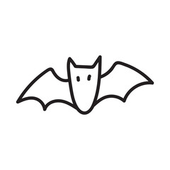 Cute black bats drawn in doodle style. Vector black silhouette illustration isolated on white background.