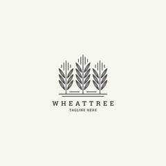 Wheat tree line logo concept
