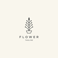 Nature flower logo template with line art concept