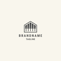 House of piano logo design template