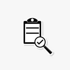 Policy compliance sticker icon with checklist verification 