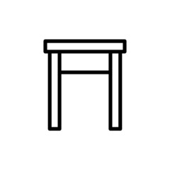 Stool icon. Black contour linear silhouette. Front side view. Vector simple flat graphic illustration. The isolated object on a white background. Isolate.