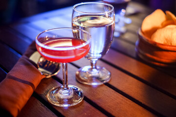 cocktail or mock tail drinking on table