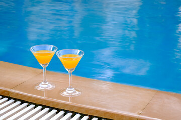 cocktail or mocktail drink near poolside