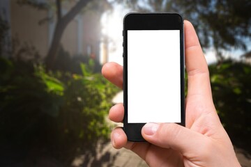 Smartphone with blank screen, concept of corona vaccination to be allowed to travel