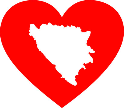 recommend clip art: White map of Bosnia and Herzegovina inside red heart shape