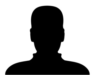 Man silhouette profile picture on white. Vector