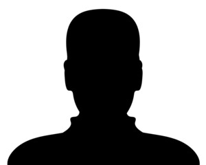 Man silhouette profile picture on white. Vector