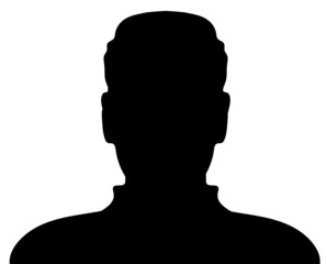 Man silhouette profile picture on white. Vector