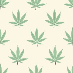 Seamless marijuana background with geometric leaves pattern