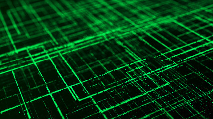 Computer technology background. Digital data flow. Network connection structure. Big data visualization. 3d rendering.