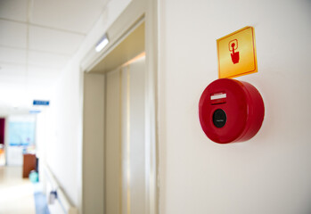 fire alarm on the wall of hospital.