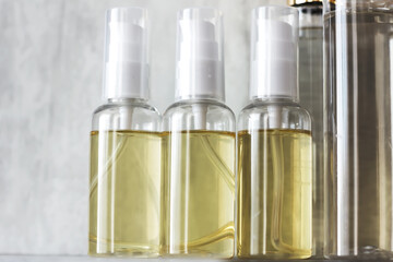 bottles with a cosmetic product for washing - 463648480