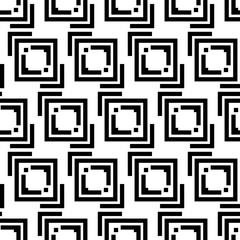 Square frames that are arranged according to the type of tiles. White background and abstract tiles in black.