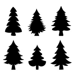 Fototapeta premium Abstract spruce or fir trees on the white background. Set. Vector