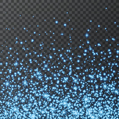 Blue glitter sparkle on a transparent background. Colorful Vibrant background with twinkle lights