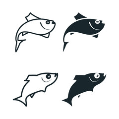Fish Icon Stock Illustration. An illustration featuring Two simple fish or seafood icon