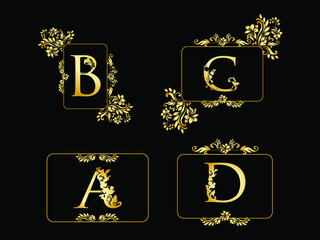 A,B,C,D luxury typogtraphy letter logo.