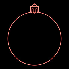 Neon new year's sphere christmas ball red color vector illustration flat style image
