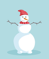 Snowman christmas character. Snowman Vector Illustration in Flat Style Design