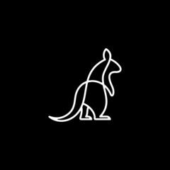 monoline kangaroo logo-vector illustration on a black background