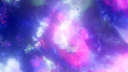 Galaxy space. Colorful and shiny nebula. 3D render.
