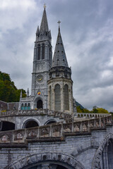 Fototapeta na wymiar Lourdes, France - 9 Oct 2021: Chapel of the Asencion at the Rosary Basilica Church in Lourdes