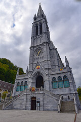 Fototapeta na wymiar Lourdes, France - 9 Oct 2021: Chapel of the Asencion at the Rosary Basilica Church in Lourdes