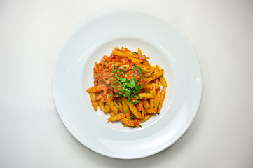 Paste pene on a plate