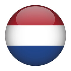 Netherlands 3D Rounded Country Flag button Icon
